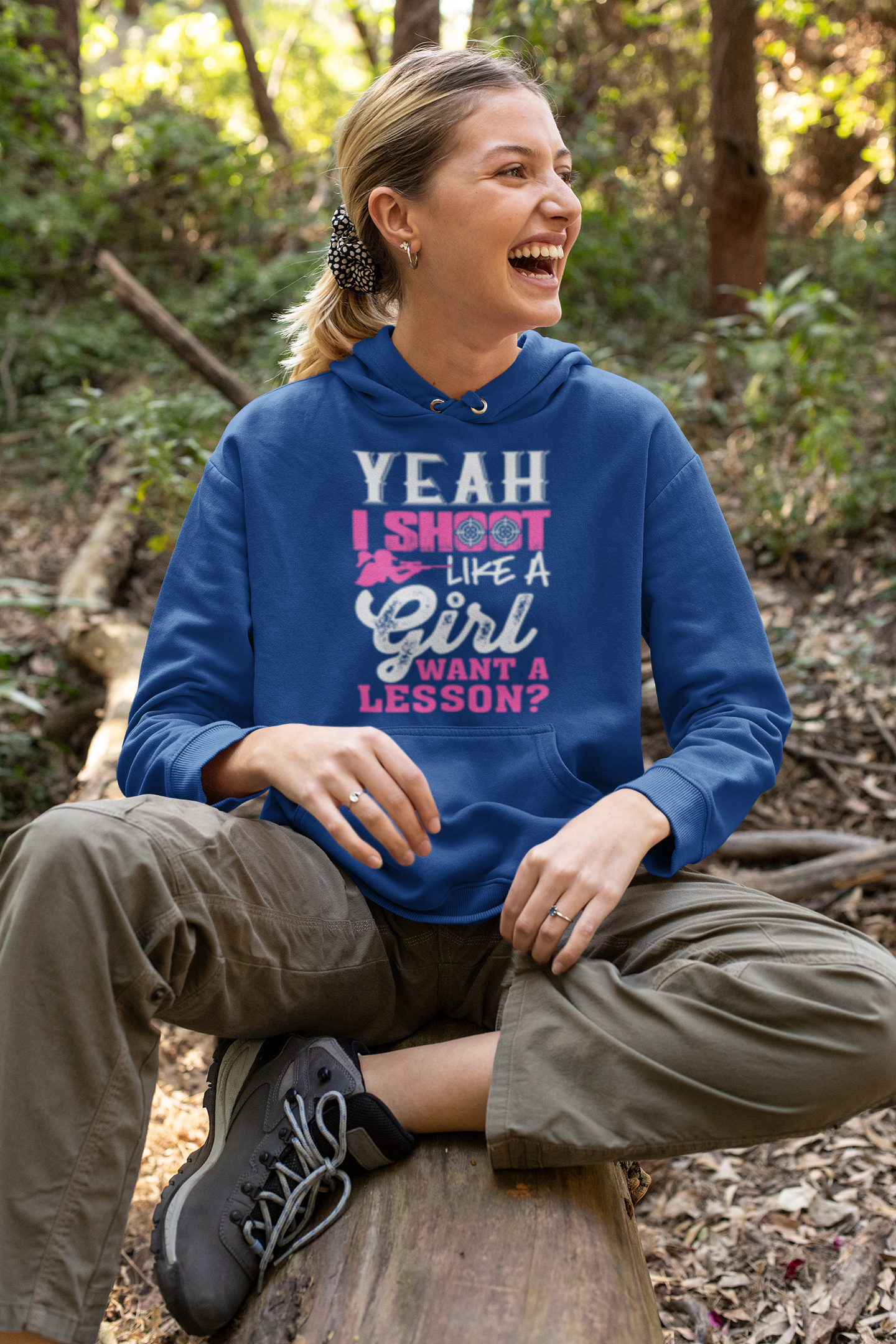 Yeah I Shoot Like a Girl Want A Lesson Hoodie Unisex Hoodie - Image 2