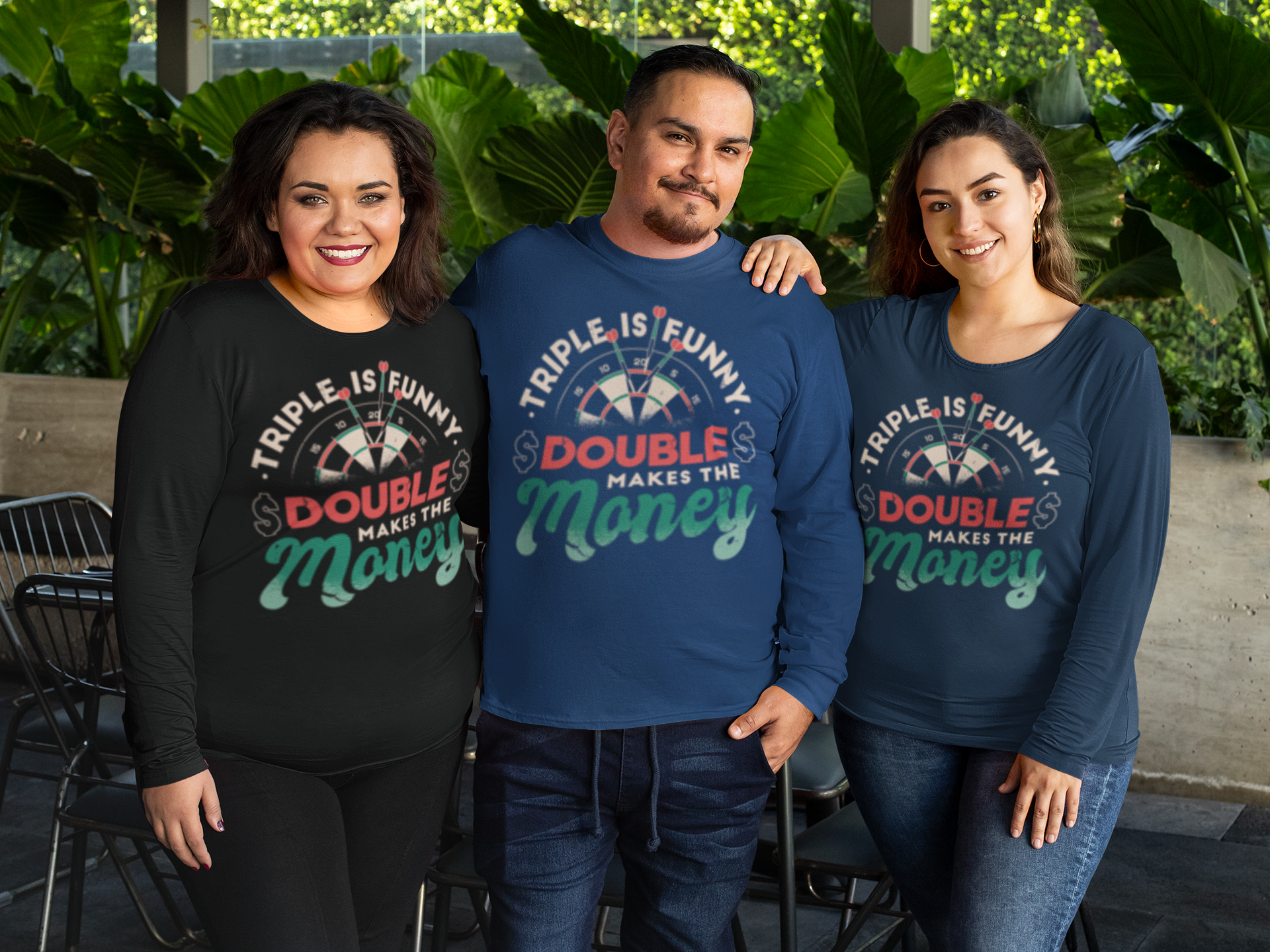 Double Makes The Money Darts Long Sleeve Tee - Image 2