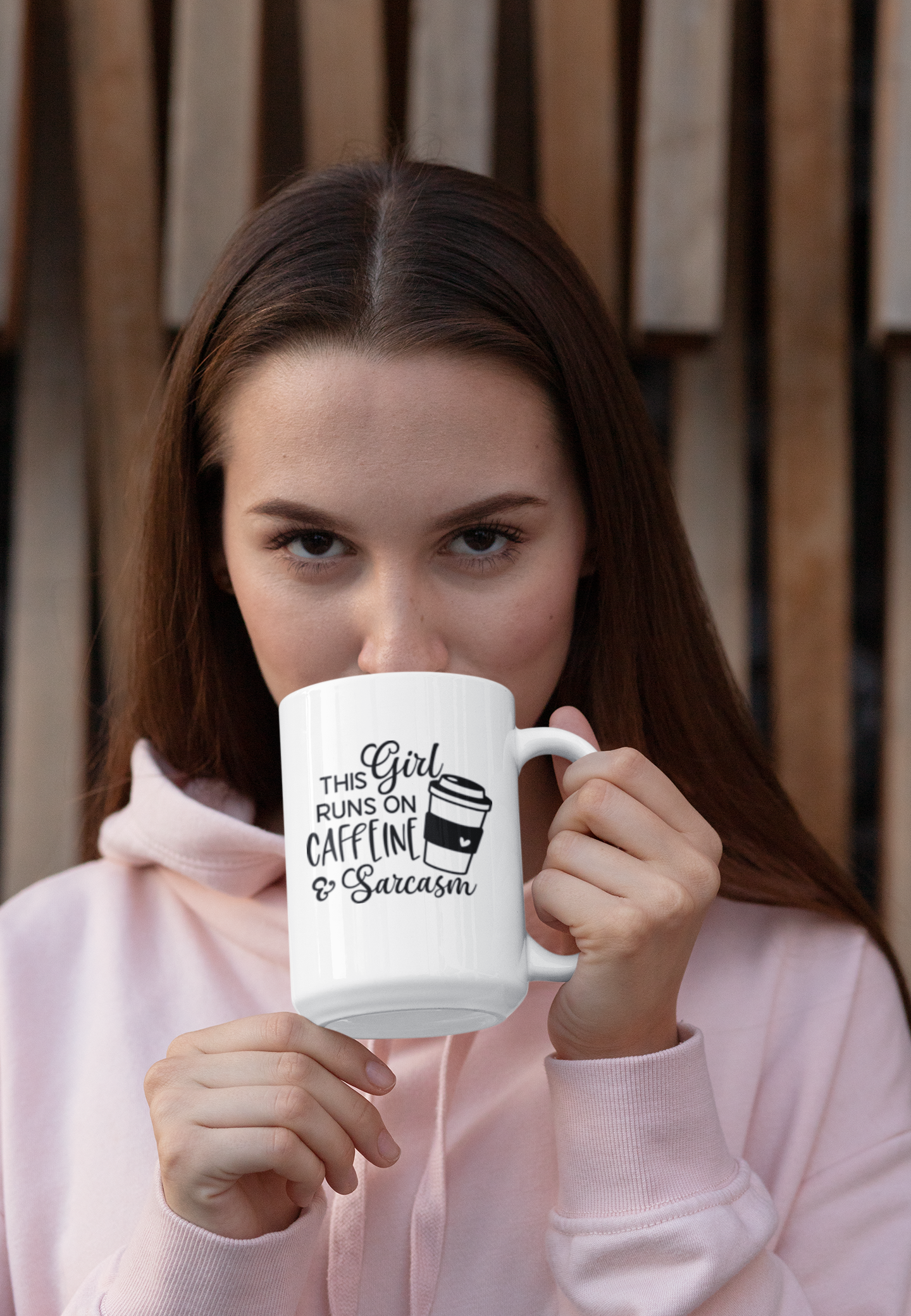 This Girl Runs On Caffeine And Sarcasm White Glossy Mug - Image 2
