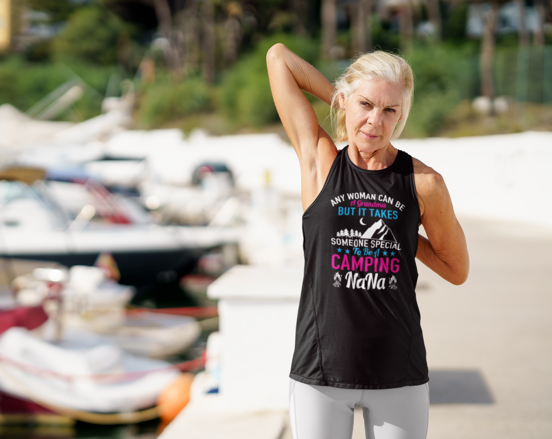 Any Woman Can be A Grandma But It Takes Someone Special For be A Camping Nana Women's Racerback Tank - Image 2