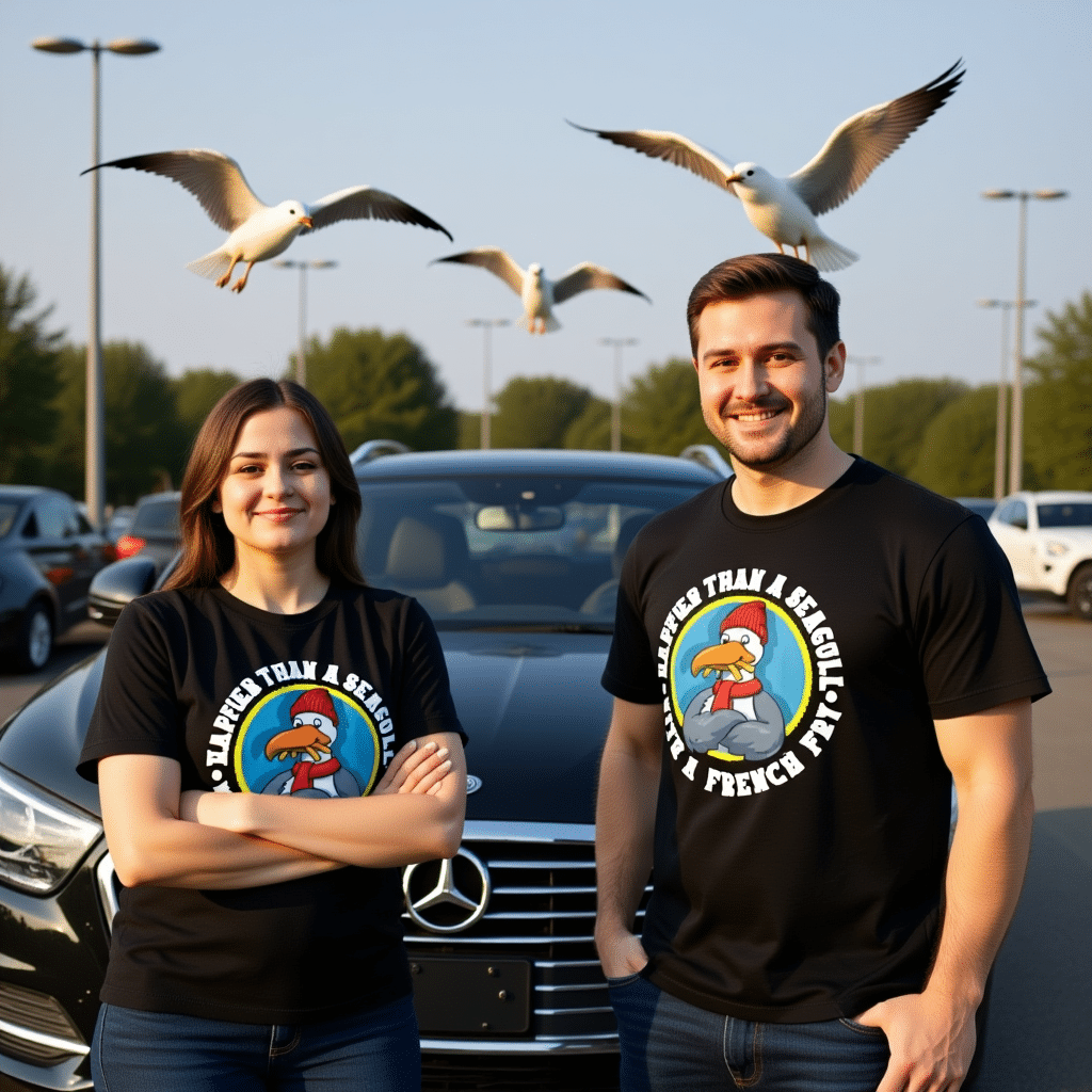 Happier Than A Seagull With A French Fry – Unisex T-Shirt - Image 2