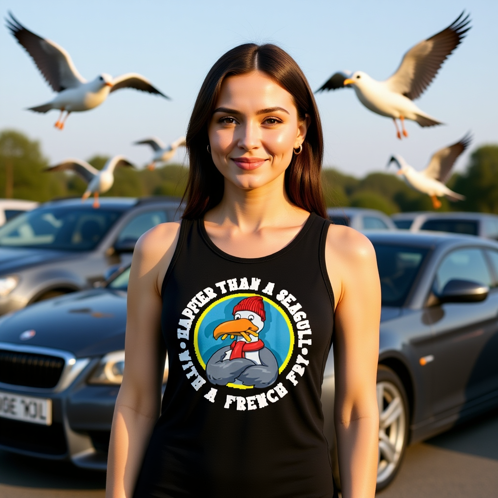 Happier Than A Seagull With A French Fry - Tank Top - Image 2