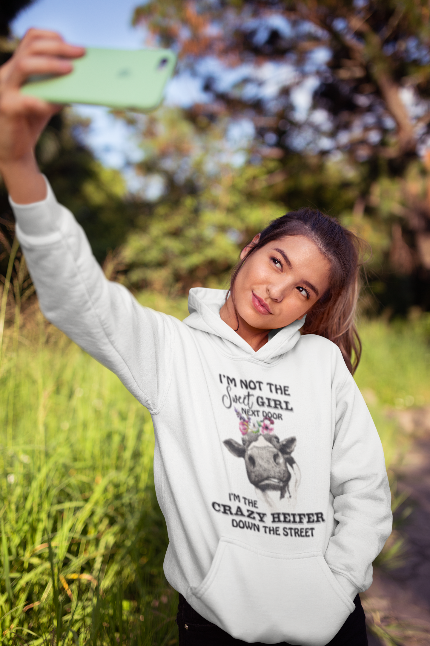 I'm Not The Sweet Girl Next Door. I'm The Crazy Heifer Down The Street Unisex Hoodie Unisex Hoodie - Image 2