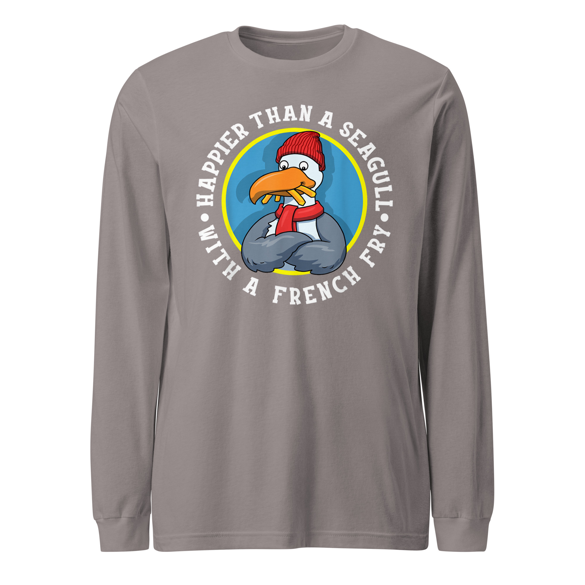 Happier Than A Seagull With A French Fry Unisex Long Sleeve Tee - Image 3