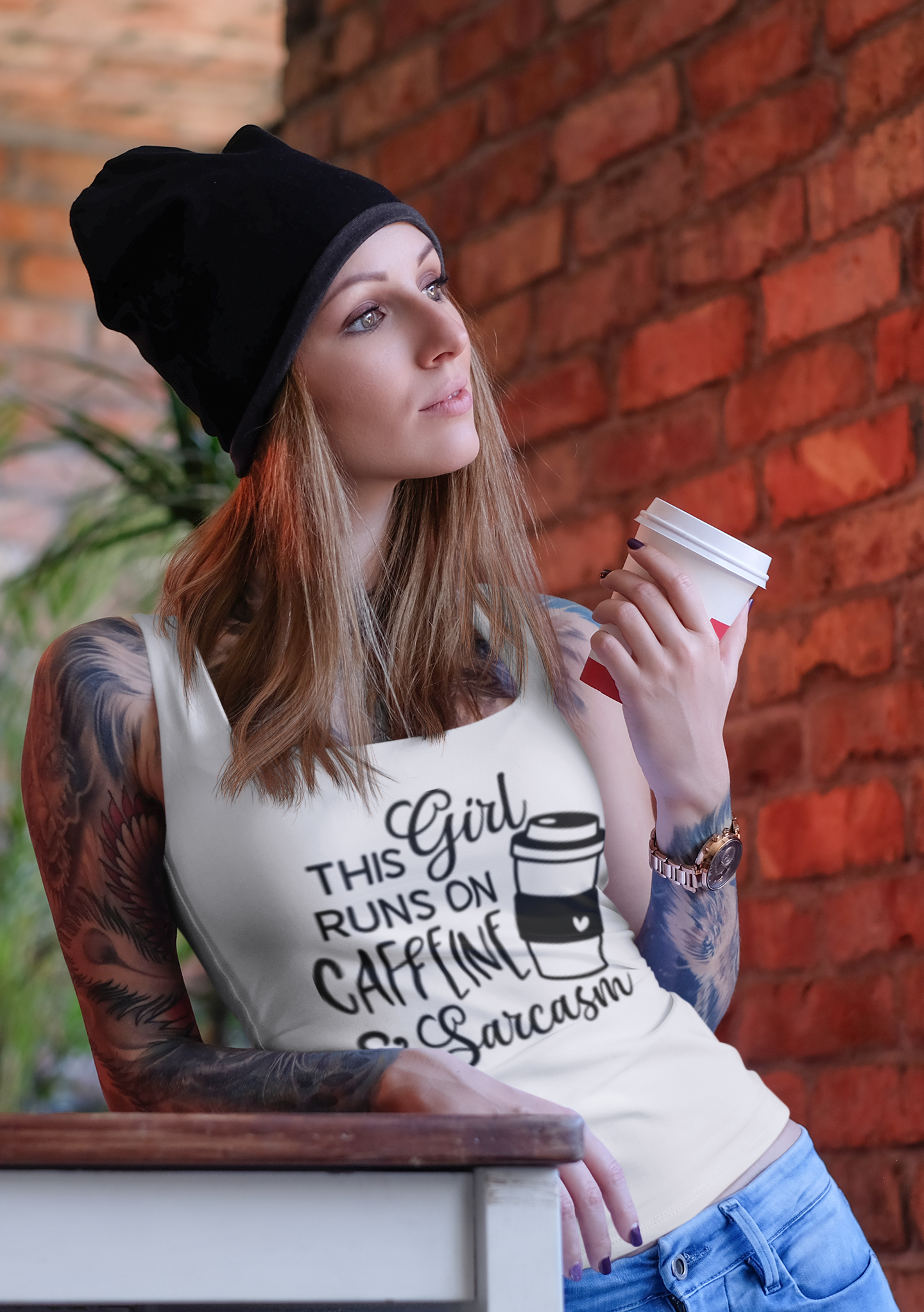 This Girl Runs On Caffeine And Sarcasm - Tank Top - Image 2